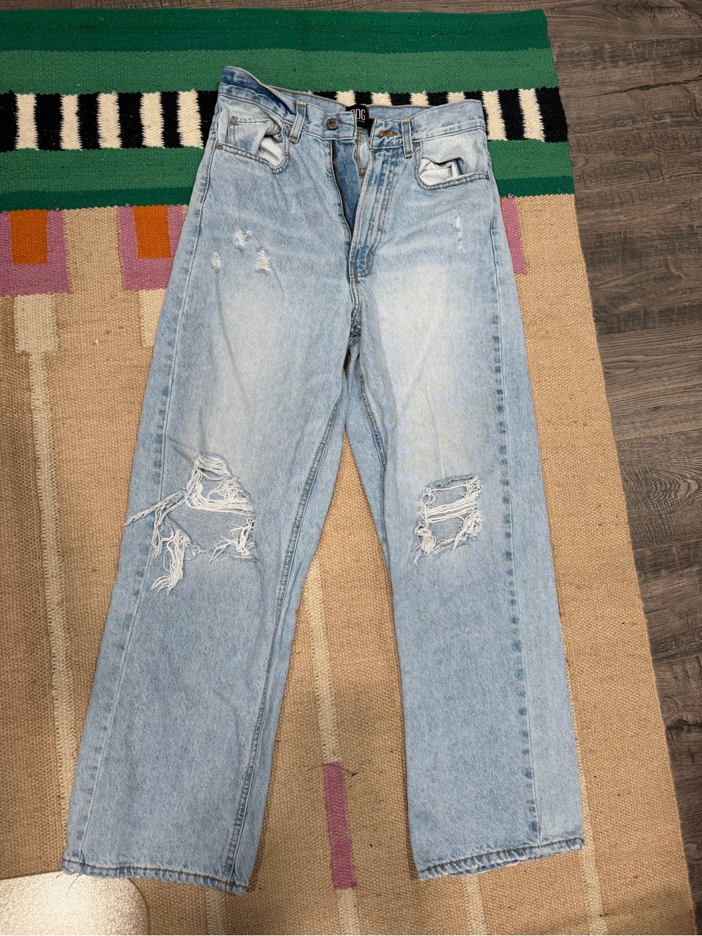BDG Light Blue Distressed Straight Leg Jeans